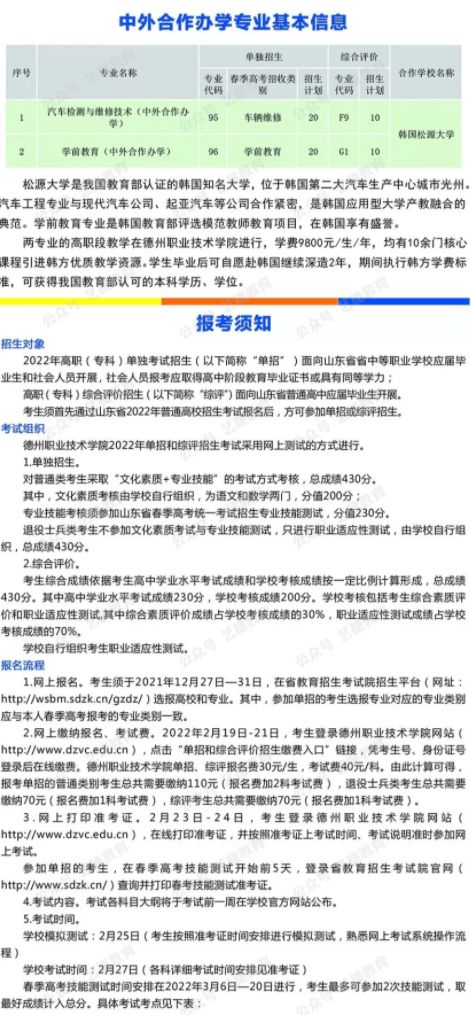 2022年德州職業(yè)技術(shù)學(xué)院?jiǎn)握芯C評(píng)招生計(jì)劃公布 明確非學(xué)歷非職業(yè)技能培訓(xùn)性質(zhì)